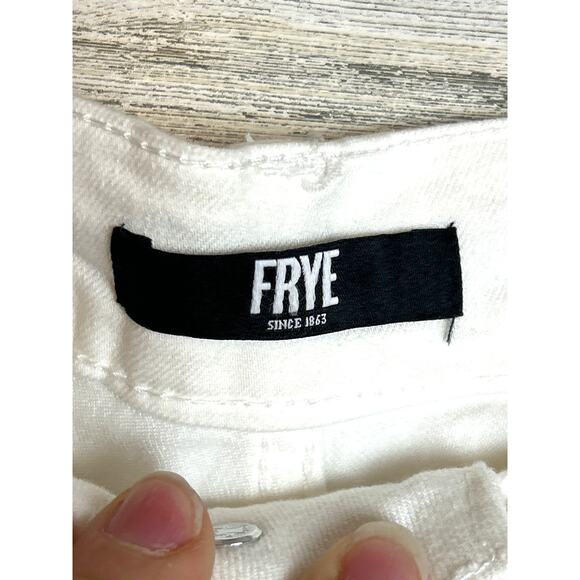 Frye Women’s 16 White High Rise Cuffed Crop Stretch Denim Jeans NWT roll cuff - Picture 3 of 8